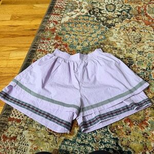 Purple plaid trimmed shorts
